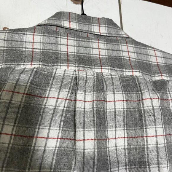 J. Crew Brushed Twill Button Down Shirt Slim Fit in Grey White Red Plaid Size M - Picture 9 of 10